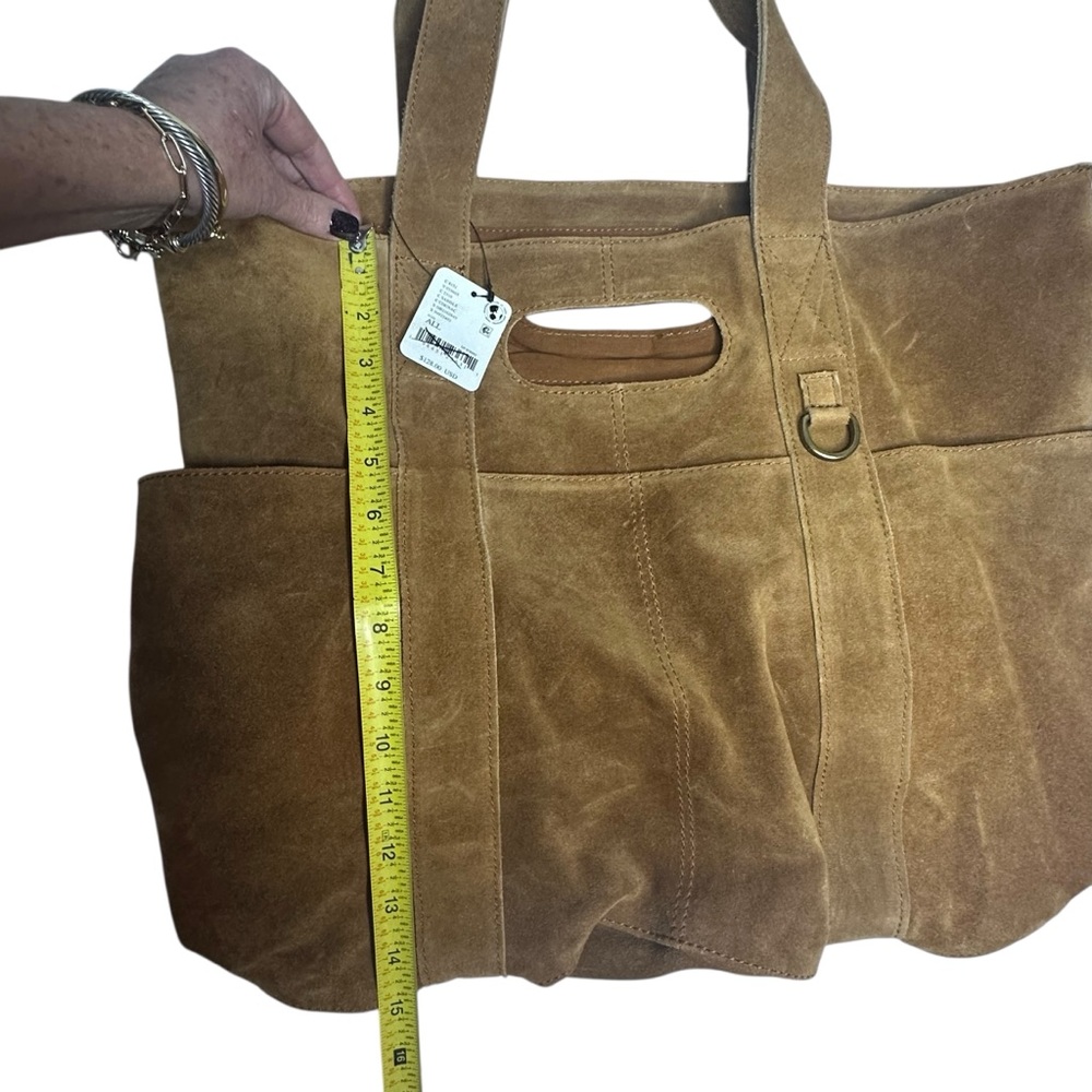 NWT FREE PEOPLE Suede Caravan Tote Bag - Saddle - Picture 10 of 13